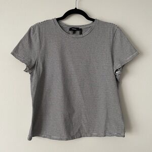 Vince 100% Cotton Stripe Knit Tiny Tee Black White XL Stretch Minimalist Basic‎